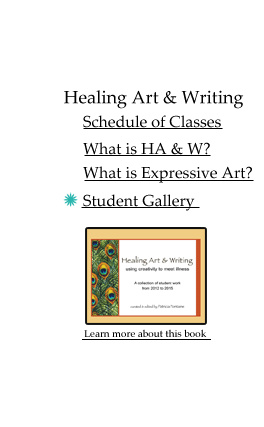 student writing and art gallery